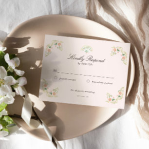 Tarjeta De Confirmación De Asistencia Elegante Boda Floral Rococó Acuarela