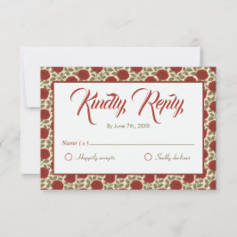 Tarjeta De Confirmación De Asistencia Elegante Boda Floral Rojo
