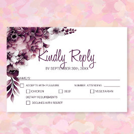 Tarjeta De Confirmación De Asistencia Elegante Boda floral rosa
