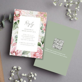 Tarjeta De Confirmación De Asistencia Elegante Boda floral rosa Rubor
