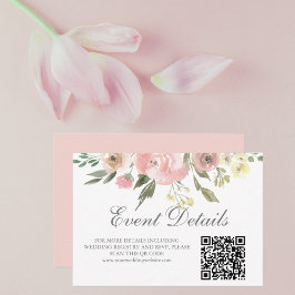 Tarjeta De Confirmación De Asistencia Elegante Boda floral rosa Rubor Detalles del códig