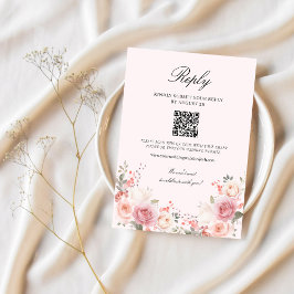 Tarjeta De Confirmación De Asistencia Elegante Boda floral Rubor rosa