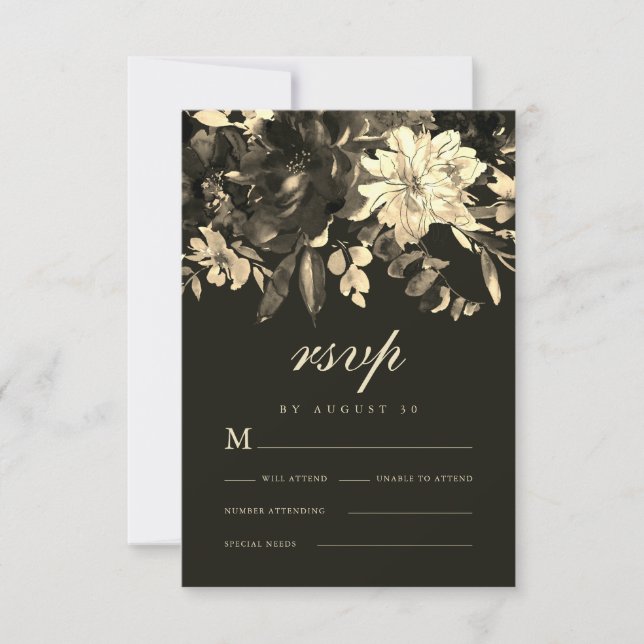 Tarjeta De Confirmación De Asistencia Elegante Boda floral rústico otoñal (Anverso)