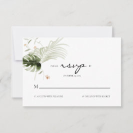 Tarjeta De Confirmación De Asistencia Elegante Boda Floral Verde Boho