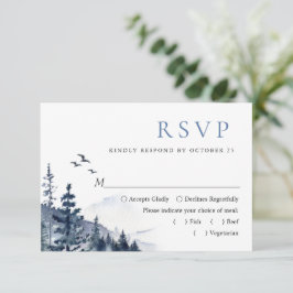 Tarjeta De Confirmación De Asistencia Elegante Boda Forestal de las Montañas Acuáticas