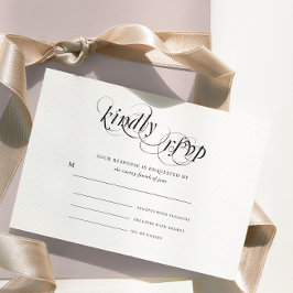 Tarjeta De Confirmación De Asistencia Elegante Boda formal blanco negro