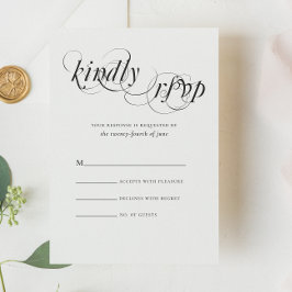 Tarjeta De Confirmación De Asistencia Elegante Boda formal blanco negro