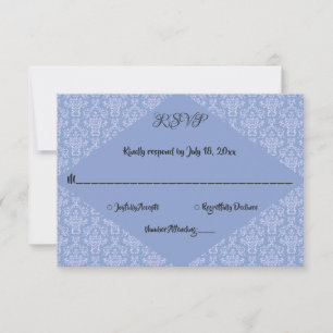 Tarjeta De Confirmación De Asistencia Elegante Boda formal de Moda Fancy Navy Blue Damas