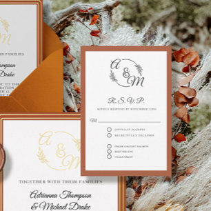 Tarjeta De Confirmación De Asistencia Elegante Boda formal simple y moderno Naranja quem