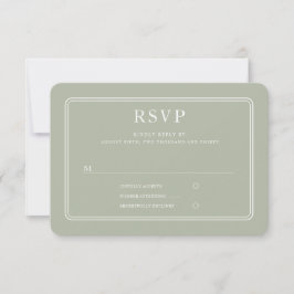 Tarjeta De Confirmación De Asistencia Elegante Boda Formal Verde Salvia