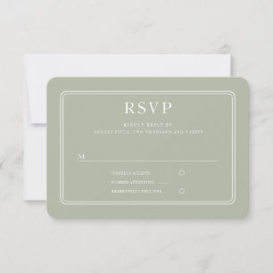 Tarjeta De Confirmación De Asistencia Elegante Boda Formal Verde Salvia