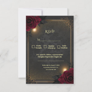 Tarjeta De Confirmación De Asistencia Elegante Boda Glam Gótico de Lujo