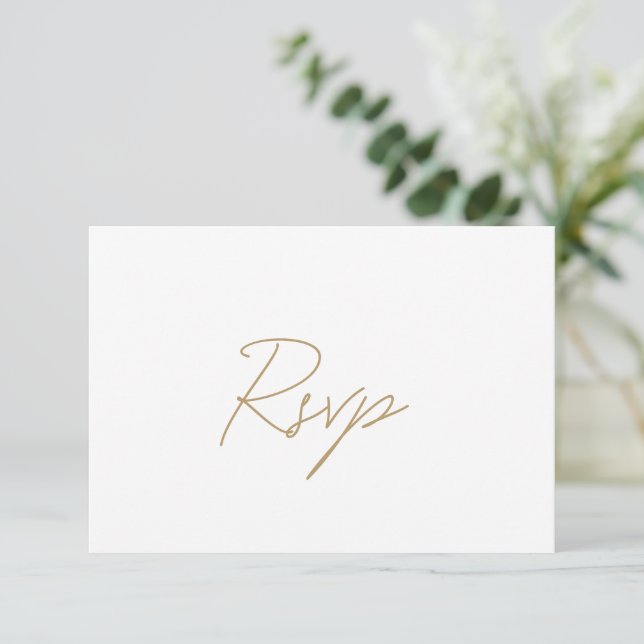 Tarjeta De Confirmación De Asistencia Elegante Boda Gold Classic (Anverso de pie)