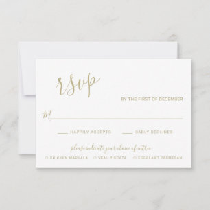 Tarjeta De Confirmación De Asistencia Elegante Boda Gold Moderno