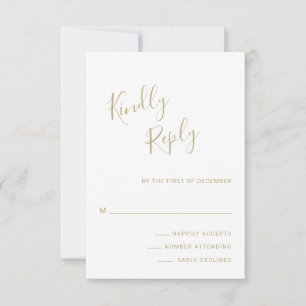 Tarjeta De Confirmación De Asistencia Elegante Boda Gold Moderno