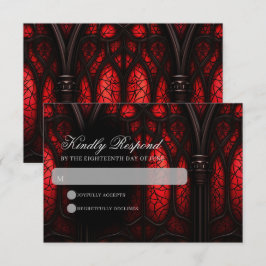 Tarjeta De Confirmación De Asistencia Elegante Boda gótico de la Catedral Roja y Negra