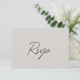 Tarjeta De Confirmación De Asistencia Elegante Boda Gris Clásico