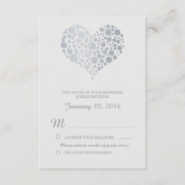 Tarjeta De Confirmación De Asistencia Elegante Boda Gris Gris Gris Gris en el Corazón Pl