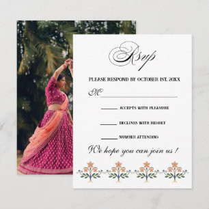 Tarjeta De Confirmación De Asistencia Elegante Boda India
