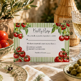 Tarjeta De Confirmación De Asistencia Elegante Boda Italiana Roja y Verde