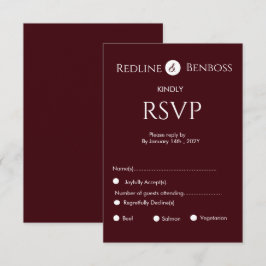 Tarjeta De Confirmación De Asistencia Elegante Boda Minimalista Burgundy