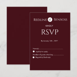 Tarjeta De Confirmación De Asistencia Elegante Boda Minimalista Burgundy