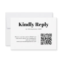 Elegante Boda Minimalista con Código QR en Blanco