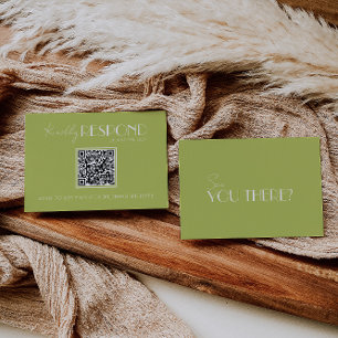Tarjeta De Confirmación De Asistencia Elegante Boda Minimalista con Código QR Verde