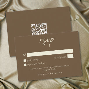 Tarjeta De Confirmación De Asistencia Elegante Boda Minimalista de Chocolate Marrón