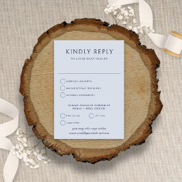 Tarjeta De Confirmación De Asistencia Elegante Boda Minimalista de color azul turbio