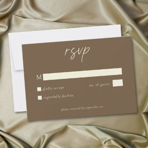 Tarjeta De Confirmación De Asistencia Elegante Boda Minimalista de Color Marrón Cocoa