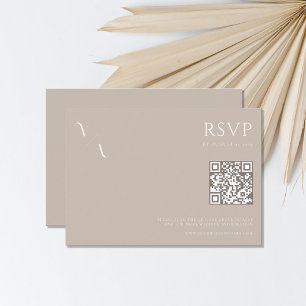 Tarjeta De Confirmación De Asistencia Elegante Boda Minimalista de Taupe