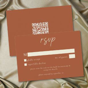 Tarjeta De Confirmación De Asistencia Elegante boda minimalista de terracota oxidada
