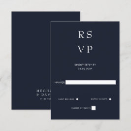 Tarjeta De Confirmación De Asistencia Elegante Boda minimalista moderno de la Marina