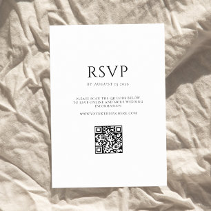 Tarjeta De Confirmación De Asistencia Elegante Boda Minimalista moderno negro y blanco