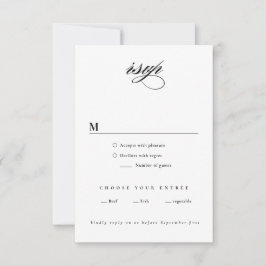 Tarjeta De Confirmación De Asistencia Elegante Boda Minimalista negro y blanco