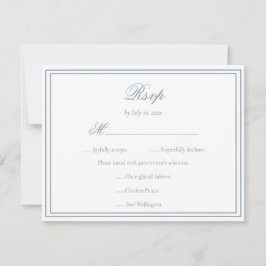 Tarjeta De Confirmación De Asistencia Elegante Boda Minimalista Simple de Marco Azul Pol