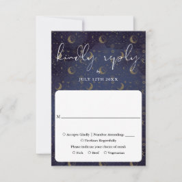 Tarjeta De Confirmación De Asistencia Elegante Boda Mística Celestial Script