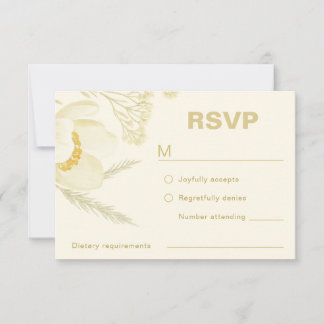 Tarjeta De Confirmación De Asistencia Elegante boda moderna botánica de color amarillo m
