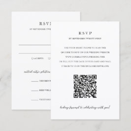 Tarjeta De Confirmación De Asistencia Elegante Boda Moderna con Código QR Neutral
