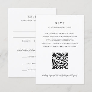 Tarjeta De Confirmación De Asistencia Elegante Boda Moderna con Código QR Neutral