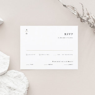 Tarjeta De Confirmación De Asistencia Elegante Boda Moderna en Blanco y Negro