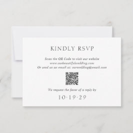 Tarjeta De Confirmación De Asistencia Elegante Boda moderno de código QR en blanco y neg