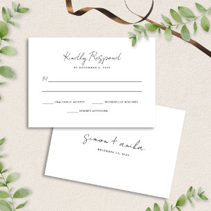 Tarjeta De Confirmación De Asistencia Elegante Boda moderno de letra Minimalista de escr