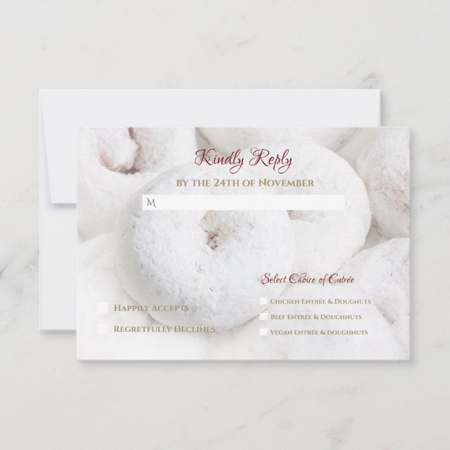 Tarjeta De Confirmación De Asistencia Elegante Boda moderno Eéreo White Doughnut (Anverso)