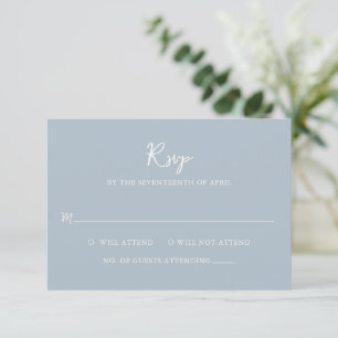 Tarjeta De Confirmación De Asistencia Elegante Boda moderno en polvo azul