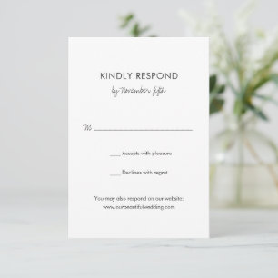 Tarjeta De Confirmación De Asistencia Elegante Boda moderno negro y blanco