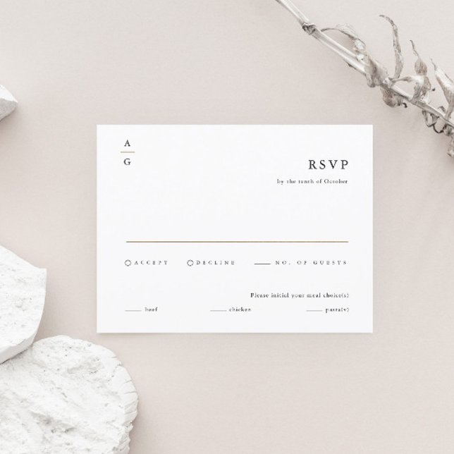 Tarjeta De Confirmación De Asistencia Elegante Boda moderno negro y blanco (Subido por el creador)