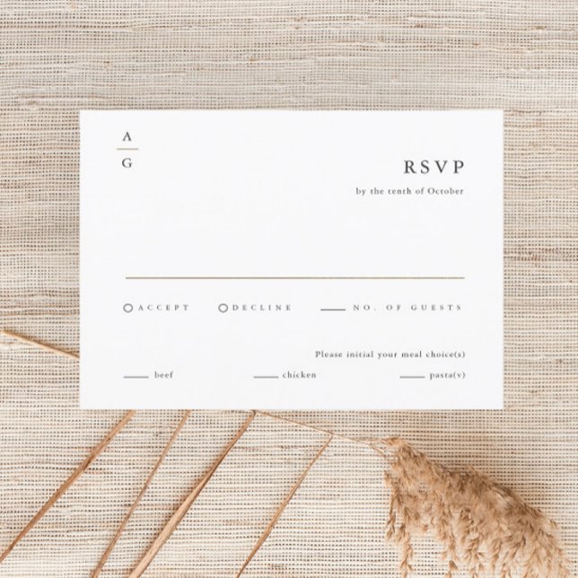 Tarjeta De Confirmación De Asistencia Elegante Boda moderno negro y blanco (Subido por el creador)