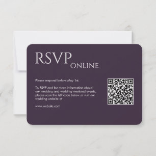 Tarjeta De Confirmación De Asistencia Elegante Boda moderno oscuro morado